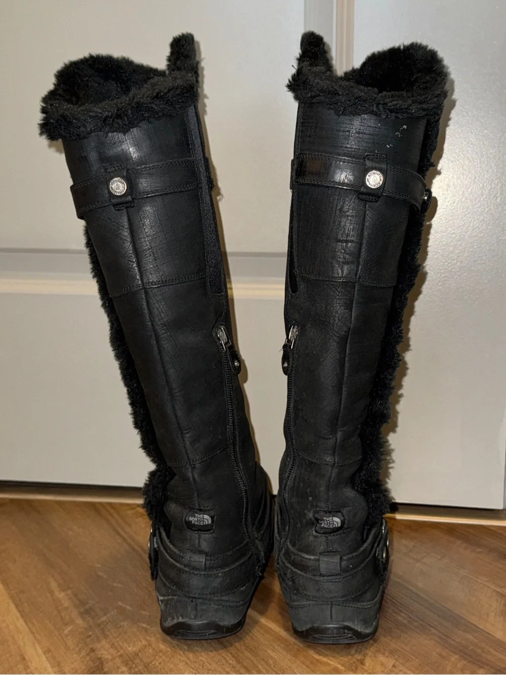 The North Face Brianna Black Tall Faux-Fur Trim Winter Boots US 7 Primaloft 200g